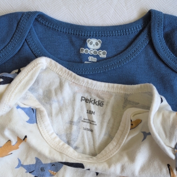 2-pack cotton short sleeve bodysuit diaper shirt bundle 18 months baby boys - Picture 8 of 11